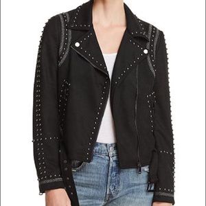 Studded faux-suede moto jacket